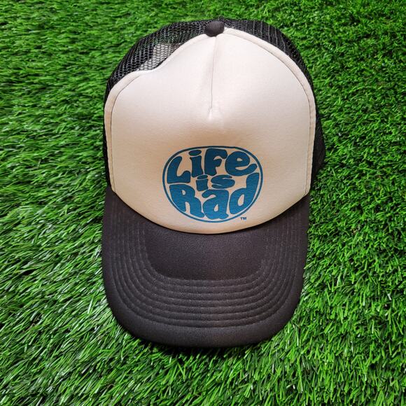Otto Cap "Life is Rad" Trucker Hat Snapback Black White - Picture 1 of 8